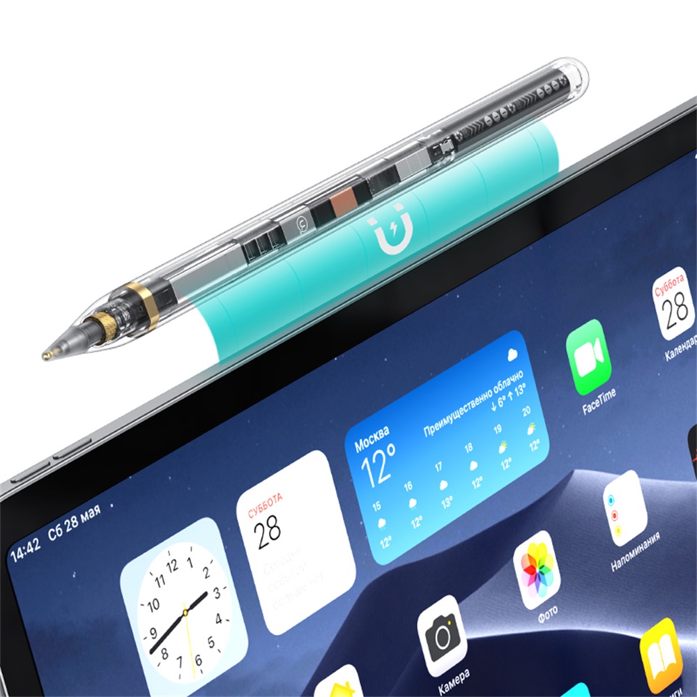 US-ZB264 Transparent Magnetic Charging Tilt-sensitive Active Touch Capacitive Stylus Pen  For iPad